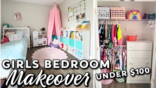 DIY Girls Room Makeover on a Budget  Bedroom Decorating Ideas  Kids Closet Organization [upl. by Leivad68]