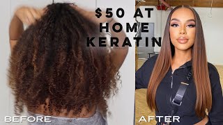 How to Use KERATIN TREATMENT at home to straighten natural hair [upl. by Winou]