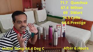 Milton vs Cello Thermos Flask 24 Hour Temp Test  Best Hot Water tea coffee Vacuum Flask India [upl. by Ellehcyt287]