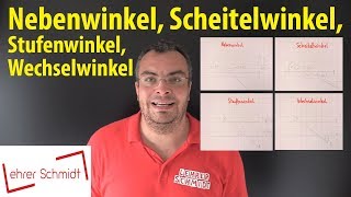 Winkelpaare Nebenwinkel Scheitelwinkel Stufenwinkel Wechselwinkel  Lehrerschmidt [upl. by Riehl]