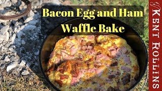 Easy Camping Breakfast  Bacon Egg and Ham Waffle Bake [upl. by Gatian]