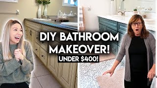 DIY BATHROOM MAKEOVER ON A BUDGET  RENTER FRIENDLY [upl. by Aicelet264]