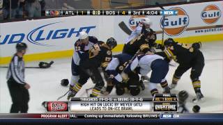 BruinsThrashers line brawl uncut NESN 1080p HD 122310 [upl. by Elleved922]