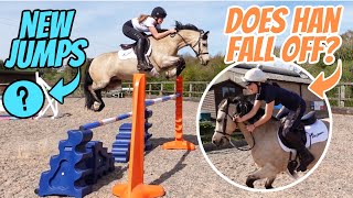 NEW spooky JUMPS amp MY FRIEND RIDES MY PONY  Showjumping barn vlog with Bear [upl. by Eelyak]