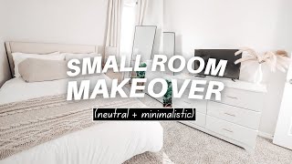 Small Room Makeover 2021  minimalist amp neutral aesthetic [upl. by Orgel]