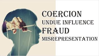 Coercion Undue Influence Fraud Misrepresentation  Indian Contract Act 1872  Law Guru [upl. by Nsaj579]