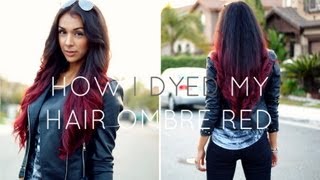 How I Dyed My Hair Ombre Red Without bleach [upl. by Chak]