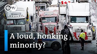 Canadian truckers protest vaccine mandate  DW News [upl. by Leugar]