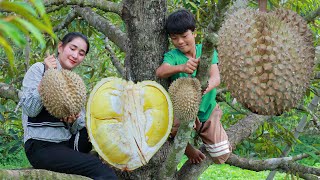 Giant fresh durian from the tree  amazing 2 recipes with big durian  Wonderful durian Fruit [upl. by Trin]