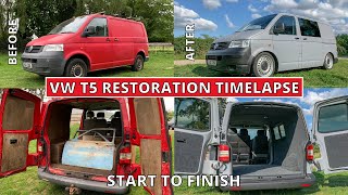 RESTORING A VW T5 In 10 MINUTES Conversion Restoration Volkswagen Transporter Camper Van Conversion [upl. by Yvonne]