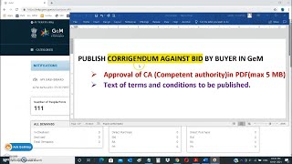 HOW TO ISSUE CORRIGENDUM IN GeM [upl. by Howarth]