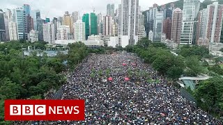 Aerial footage shows extent of Hong Kong protest  BBC News [upl. by Riordan426]