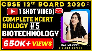 Complete 12th NCERT Biology Biotechnology Unit 4One Shot  CBSE 12th Board Exam 2020  Garima Goel [upl. by Rodd]