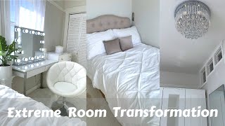 EXTREME BEDROOM MAKEOVER  a simple yet glam room transformation  room tour [upl. by Civ]