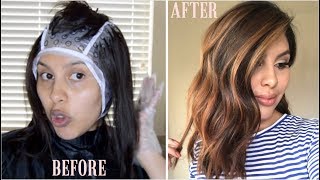 DIY HIGHLIGHTS USING CAP Revlon Frost amp Glow Highlighting Kit [upl. by Anev]