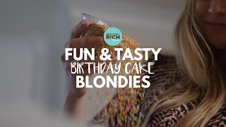 Fun amp Tasty Birthday Cake Blondies Recipe  Ridiculously Rich By Alana [upl. by Aimac]