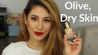 Estee Lauder Double Wear Foundation 1st impression Olive Dry Skin [upl. by Patricio730]