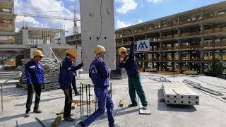 PRECAST COLUMN INSTALLATION PROCESS  PRECAST CONCRETE COLUMN [upl. by Ahsietal]