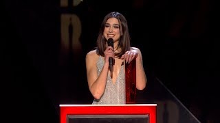 Dua Lipa wins British Female Solo Artist  The BRIT Awards 2018 [upl. by Laro145]