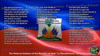 Haiti National Anthem CREOLE Version with music vocal and lyrics wEnglish Translation [upl. by Acilejna]