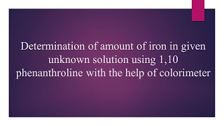 Determination of Iron [upl. by Enayd]