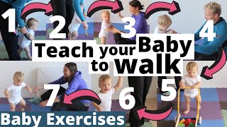 How to teach your baby to walk in 7 steps ★ 912 months ★ Baby Exercises Activities amp Development [upl. by Annwahsal]