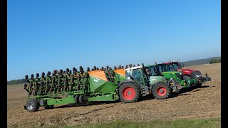 3 semoirs XXL Amazone Condor 15 m dans le 52 Case Magnum John Deere 6R Fendt 820 45 m au travail [upl. by Arbmat]