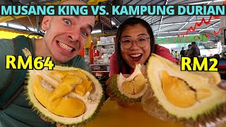 FIRST TIME trying durian in Malaysia Searching for the best durian Musang King [upl. by Madelon]