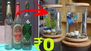 cheapest betta fish tank making from beer botte zero cost [upl. by Sirahc186]