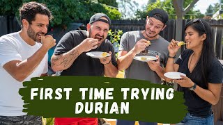 Americans try durian for the first time  Musang King Malaysia 🇲🇾 [upl. by Bayly]