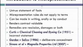 Misrepresentation Lecture 1 of 4 [upl. by Annalise]