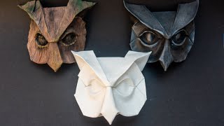 Origami wetfolding owl mask [upl. by Aihsital]