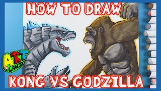 How to Draw KONG VS GODZILLA ATTACKING [upl. by Alaham]