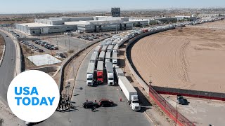 Truckers protest enhanced inspections at Mexico border  USA TODAY [upl. by Dnyletak]