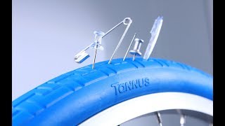 Puncture Proof Tires faceoff Tannus Mini Velo vs Schwalbe Marathon Plus [upl. by Nnayrb]