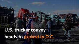 US trucker convoy heads to protest in DC [upl. by Kier]