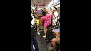 NYC Subway Fight between two women on uptown N train  August 25 2018 [upl. by Ttesil717]