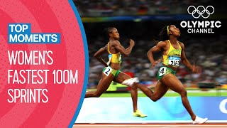 Top 10 Fastest Womens 100m Sprint in Olympic History  Top Moments [upl. by Laohcin]