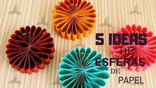 5 IDEAS DE ESFERAS NAVIDEÑAS DE PAPEL  DIY [upl. by Vala977]