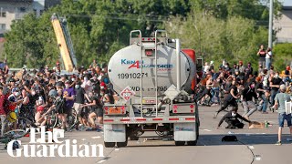 Truck drives into protesters on Minneapolis highway [upl. by Zug]