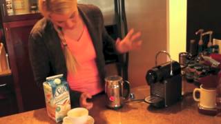 Nespresso Aeroccino Plus Frother Review Frothing Almond Milk [upl. by Herrod]