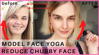 Reduce Chubby Face  Face Exercises  Model Face Yoga with Anna quick [upl. by Ravaj]