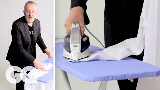 How to Iron a Dress Shirt in 90 Seconds  GQ [upl. by Helbon]