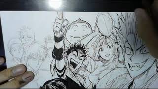 Yusuke Murata Live Drawing Eyeshield 21 113 [upl. by Aneelahs]